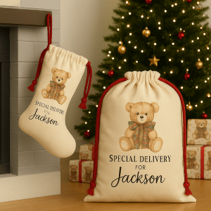 Special Delivery Bear Christmas Sack, Stocking & Gift Paper 