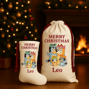 Bluey Christmas Sack, Stocking & Gift Paper 