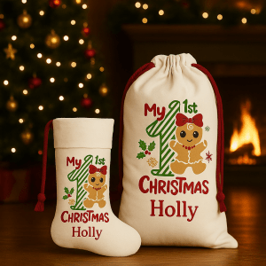 Gingerbread 1st Christmas Sack &  Stocking