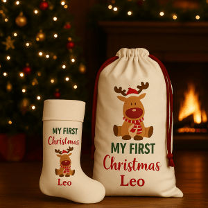Rudolph First Christmas Sack & Stocking