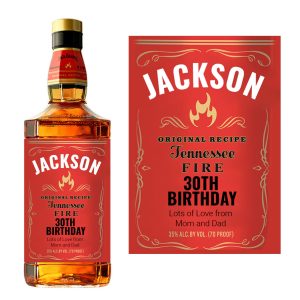 Jack Daniels Fire Happy Birthday Label