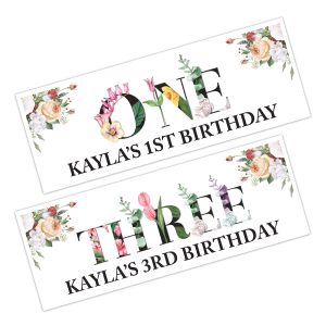 Flower Happy Birthday Banner