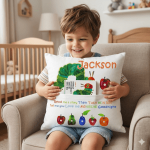 Personalised The Very Hungry Caterpillar Pocket Reading Cushion