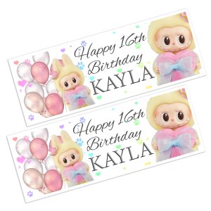 Labubu Happy Birthday Banner