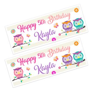 Owl Happy Birthday Banner