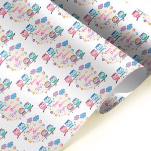 Owl Happy Birthday Gift Wrapping Paper