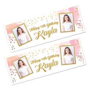 Rose Gold happy Birthday Photo Banner