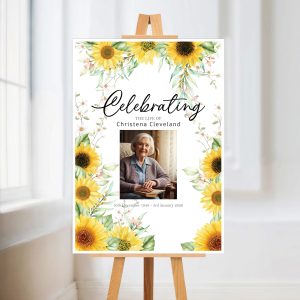 Sunflower Funeral Memorial Photo Sign