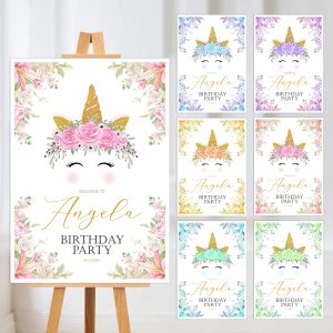 Unicorn Birthday Welcome Board