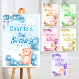 Baby Bear Happy Birthday Welcome Sign