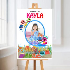 Personalised Baby Shark Welcome Birthday Party Sign