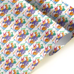 Dinosaur Personalised Birthday Wrapping Paper