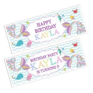 Mermaid Girls Happy Birthday Banner