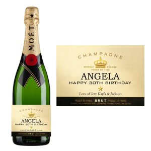 Moet Champagne Personalised Happy Birthday Gold  Label