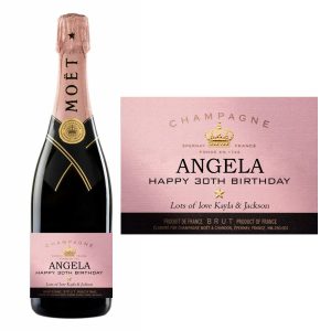 Moet Rose Happy Birthday Label