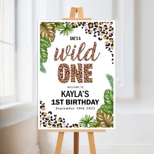 Kids Wild One Birthday Party Welcome Sign